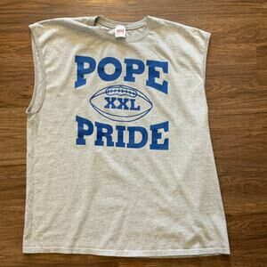 Vintage Pope Pride Football Sleeveless T-Shirt XXL Anvil 90s Gray USA